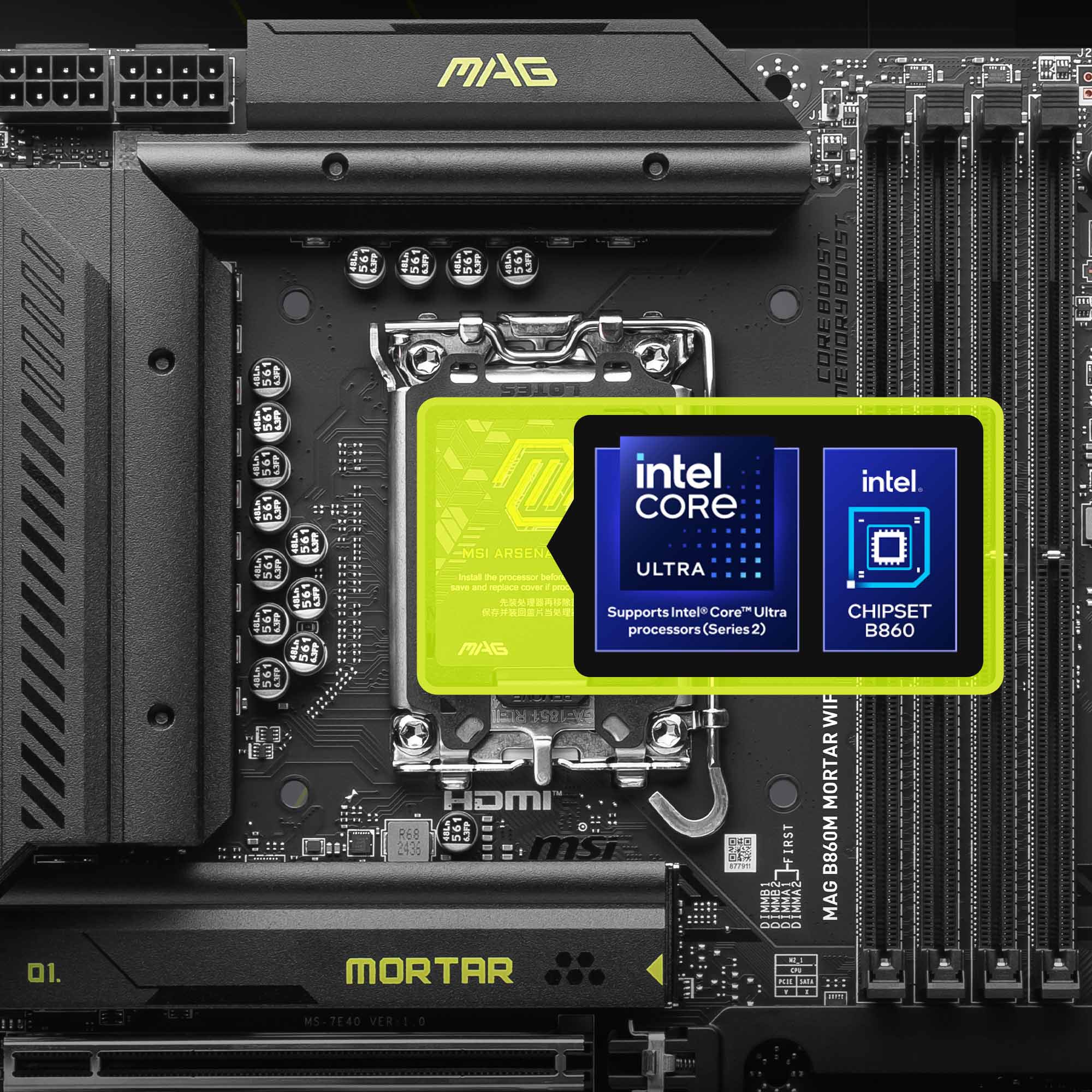 MAG B860M MORTAR WIFI Motherboard, mATX - Supports Intel Core